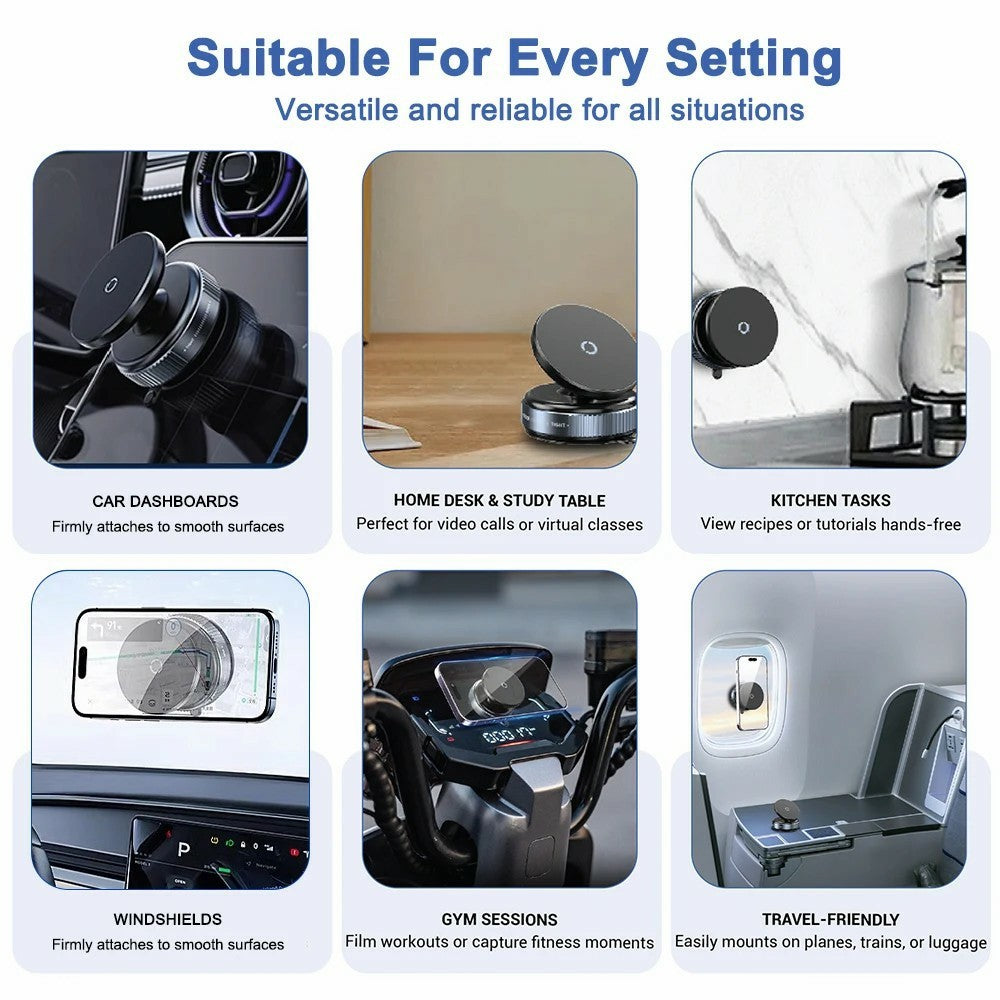 Solid Stand - 360° Magnetic Car Phone Holder With Strong Suction Base
