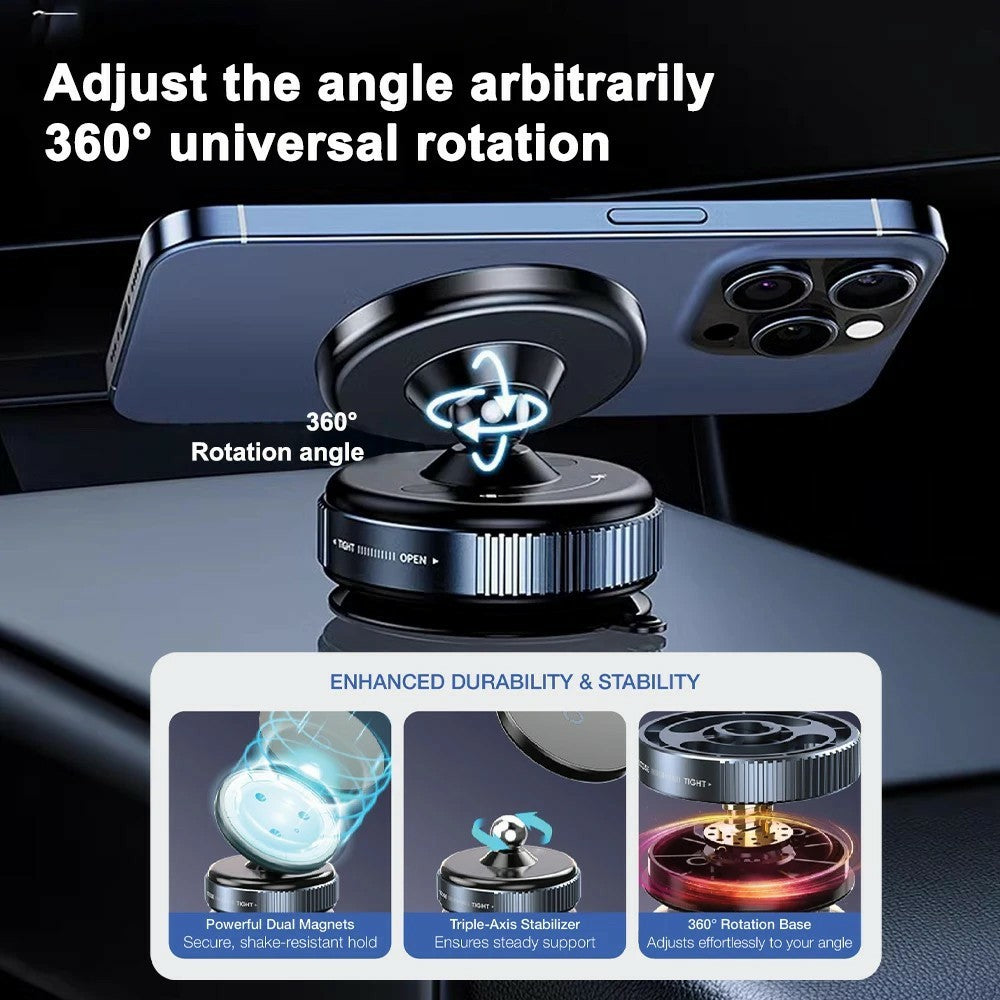 Solid Stand - 360° Magnetic Car Phone Holder With Strong Suction Base