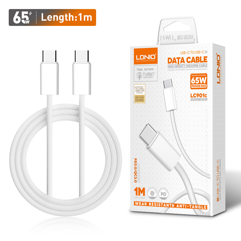 65W PD USB-C to USB-C Fast Charging & Data Cable