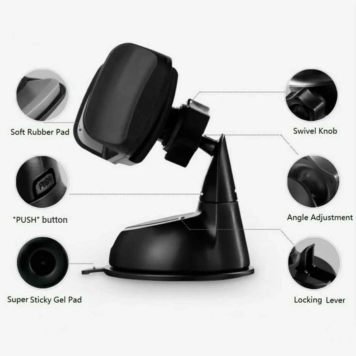 360° Magnetic Car Phone Holder With Strong Suction Base