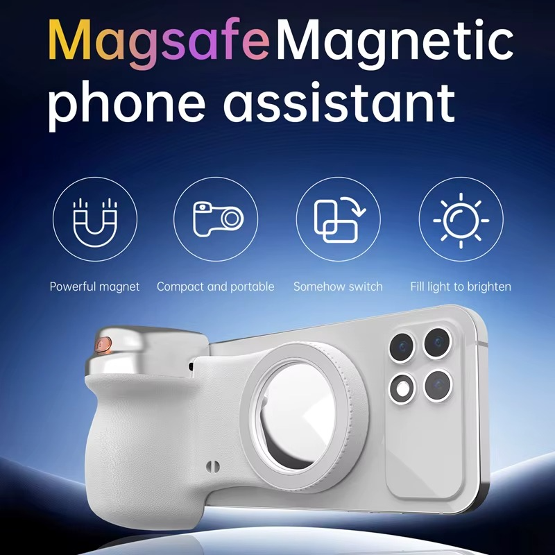 K02 Magnetic Phone Camera Grip with Bluetooth Remote & LED Light