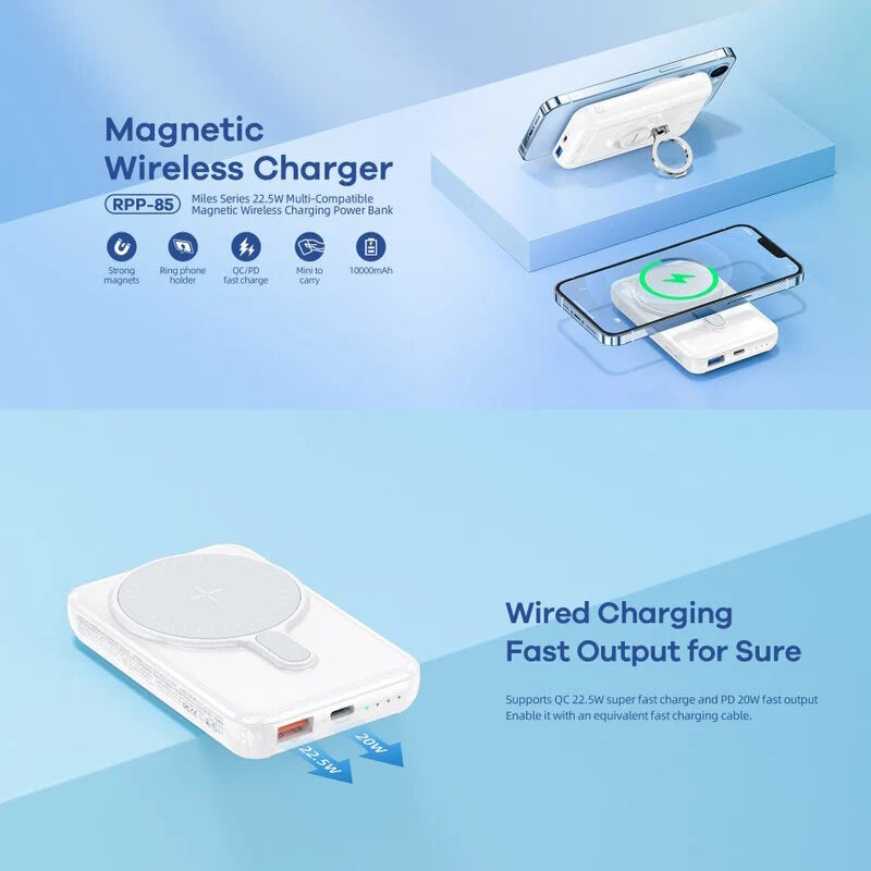 REMAX RPP-85 10000 mAh Multi-Compatible Magnetic Wireless Fast Charging Power Bank - eShop Now