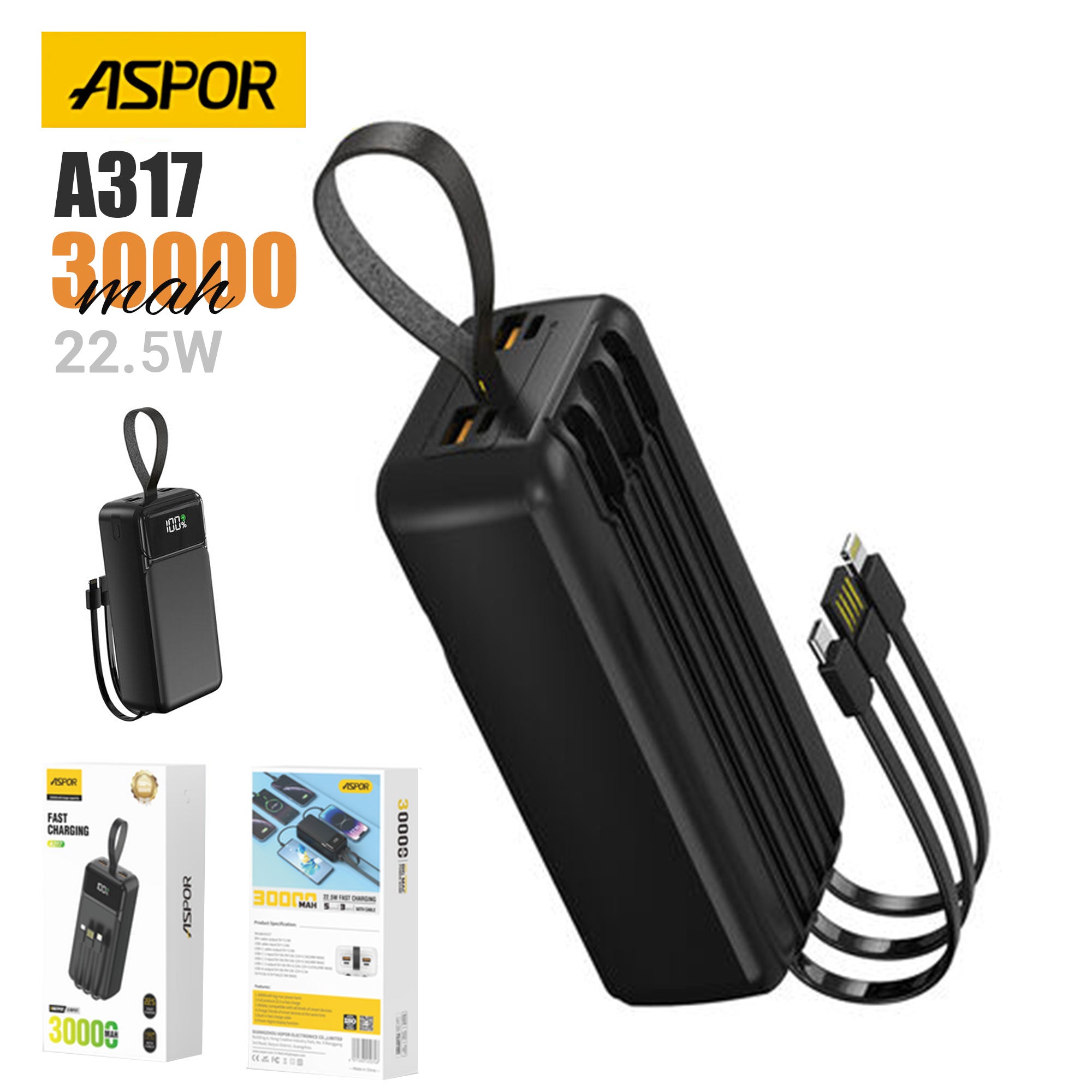 ASPOR 30,000mAh Powerbank