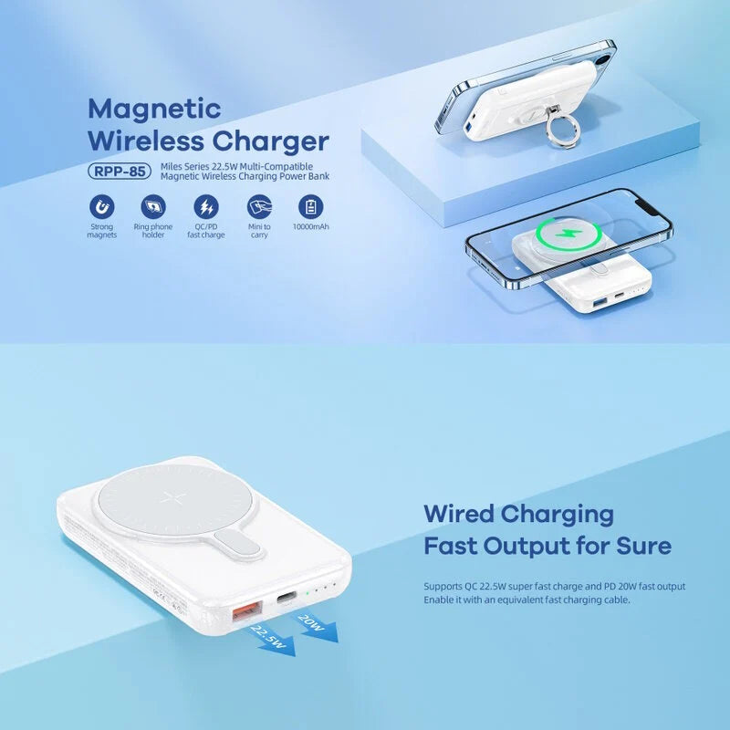 REMAX RPP-85 10000 mAh Multi-Compatible Magnetic Wireless Fast Charging Power Bank