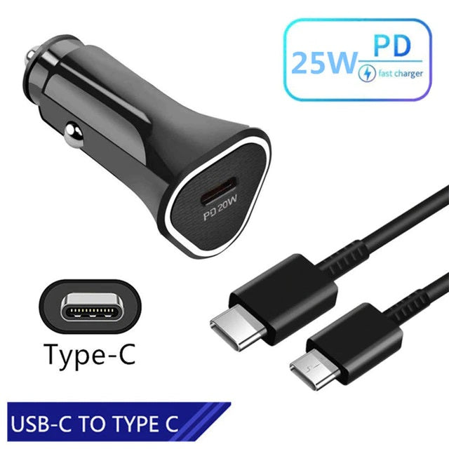 Samsung Car Charger Fast Charging 3.0 Type C 25W With Type C Cable - eShop Now